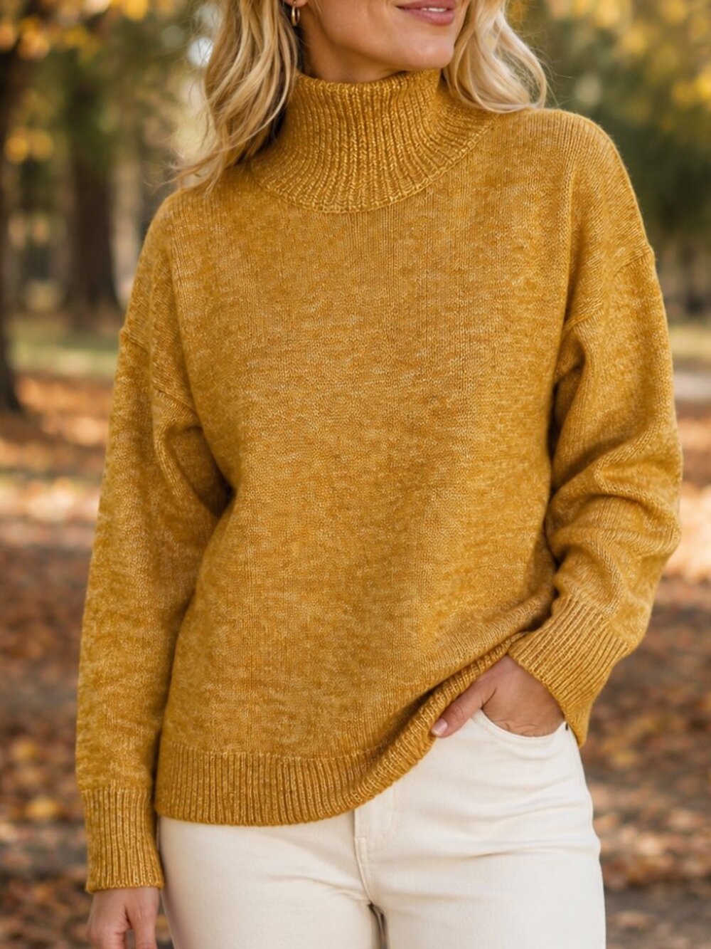LOFT Mustard Mock Neck Knit Sweater Long Sleeve Cozy Pullover XS